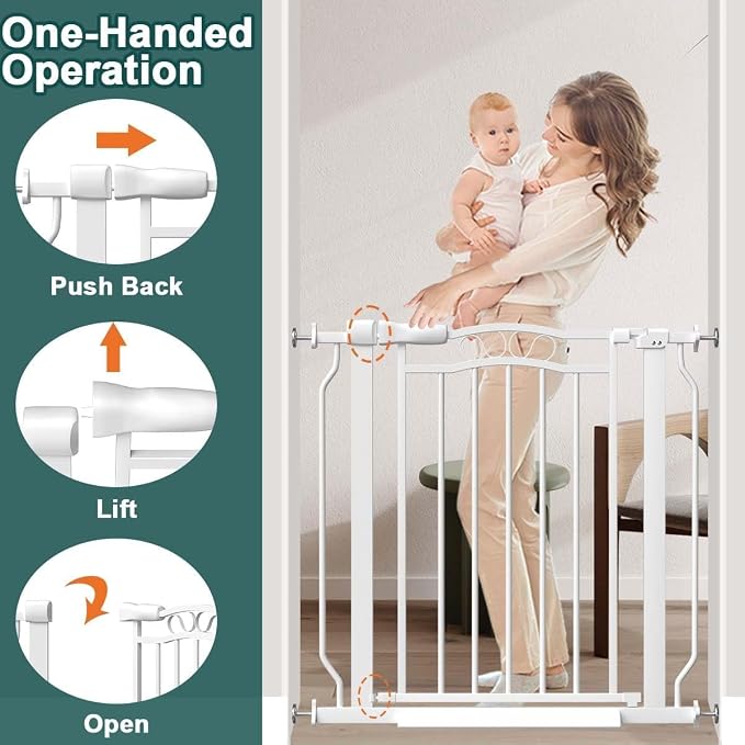 Fairy Baby 29.5"-53.0" Extra Wide Baby Gate for Doorway Pressure Mounted | Sturdy Metal Safety Child Gate for Stairs, No Drill Auto Close Dog Pets Gate for Walk Thru, Garden Arched Décor Elegance Gate