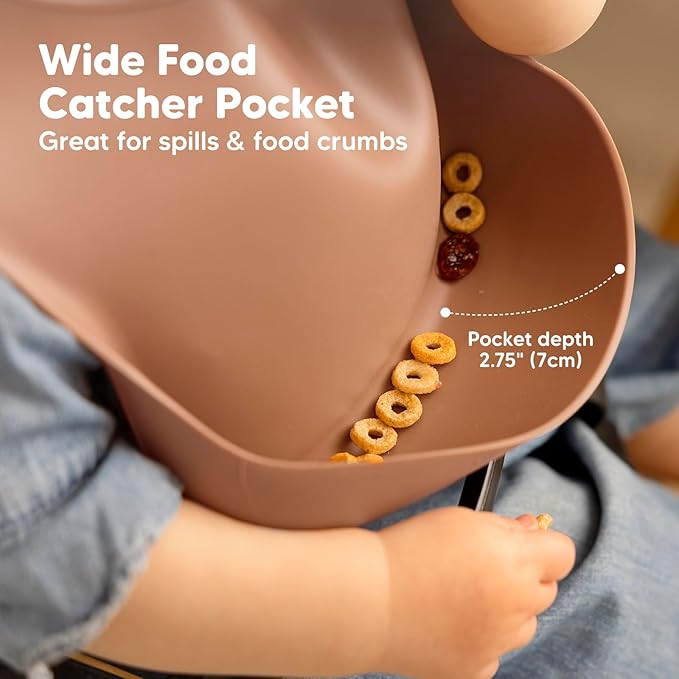 KeaBabies 2-Pack Silicone Bibs for Babies, Toddlers Girl, Boy ??Sturdy Food-Grade Baby Bibs for Eating, Large Food Catcher, Clean & Put On Easily, Waterproof Toddler Feeding Essentials (Dusk)