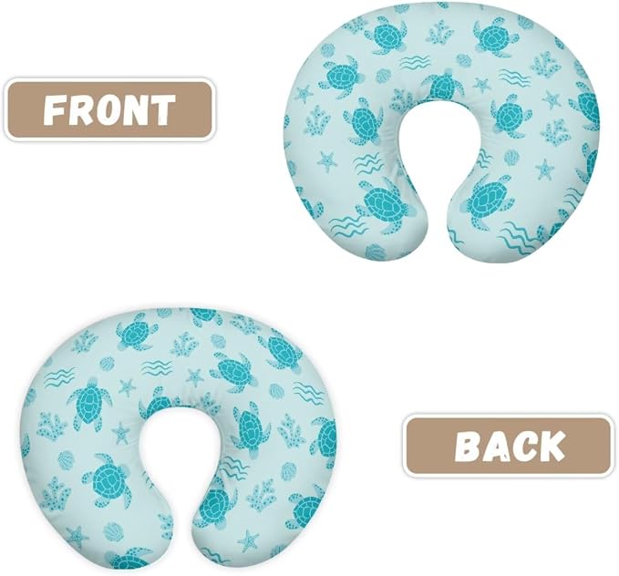 Sea Turtle Nursing Pillow Cover for Baby Boys Girls, Machine Washable Breastfeeding Pillow Slipcover, Soft Nursing Pillowcase for Newborn Infant, Cover Only