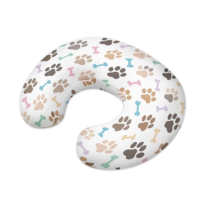 Dog Paw Nursing Pillow Support Cover with Hidden Zipper Ultra Soft Comfortable Breastfeeding and Bottle Feeding Nursing Pillowcase for Baby Boys & Girls, Machine Washable