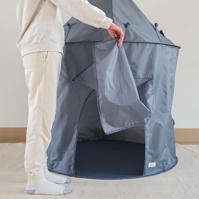 3 Sprouts Kids Play Tent - Sustainable Recycled Fabric ??Fun Spacious Childs Playhouse for Indoor Games for Boys & Girls - Durable Fort Pop Up House for Toddlers & Children Age 3-10 - Blue