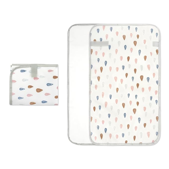 Mommy's Choice Portable Baby Changing Pad, Waterproof & Wipeable Diaper Changing Mat, Travel Essential for Newborn, Baby Boy Girl Registry Must-Haves, Cambiador de Bebé Portátil（Raindrops）