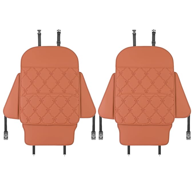 TAIKOO Seat Back Protector + Large Capacity Pocket Storage Organizer,Preventing The Impact of Children Stepping on The Seat Backrest (Style B-Brown)