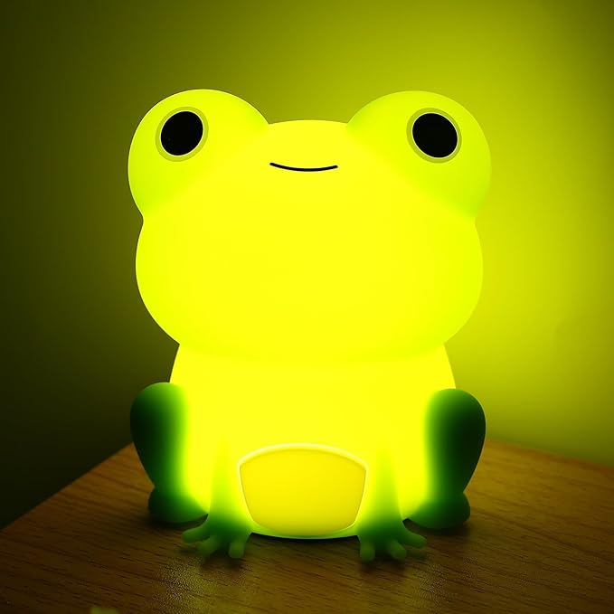 Attivolife Cute Frog Night Light for Kid, Squishy Animal Silicone Lamp, Rechargeable Portable and Dimmable Touch Control, Best Bedroom Bedside Decor Christmas Birthday Gift for Boy Girl Toddler