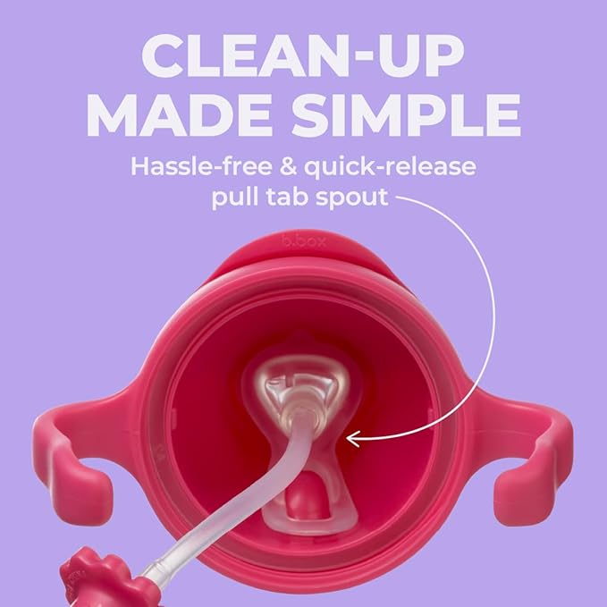 b.box + Lansinoh Weighted Straw Sippy Cup for Babies 6 Months+ | Leak?‘Proof, BPA?‘Free, 8 oz Toddler Cup | Drink From Any Angle | Easy Grip, Dishwasher Safe | Bubblegum (Pack of 2)