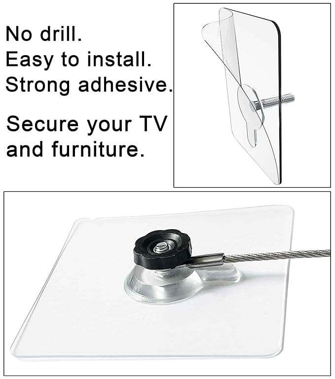18 inches Stainless Steel Furniture Straps for Baby Proofing, No-Drill Furniture Anchors Earthquake Straps, Prevent Falling and Anti Tip TV Safety Straps, 6 Pcs