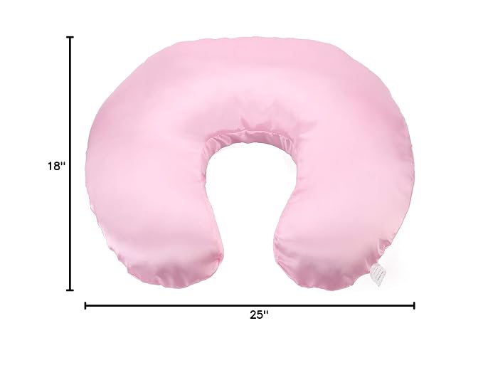 Pro Goleem Satin Nursing Pillow Cover Silk Feeling Soft Feeding Pillow Slipcover for Breastfeeding Moms Fits Standard Infant Nursing Pillow or Positioner Pink