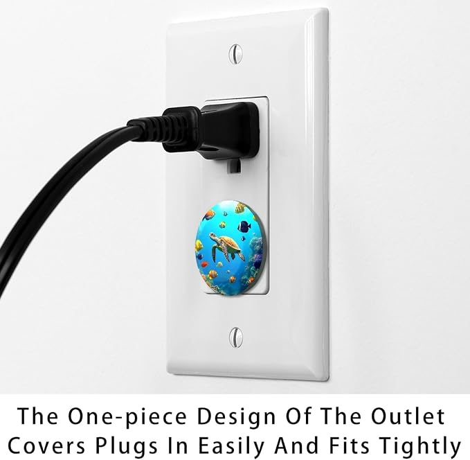 Turtle Fish Underwater World 12 Packs Outlet Covers, Safety Electrical Outlet Plug Covers, Child Proof Socket Caps, 2-Prong Power Wall Plates
