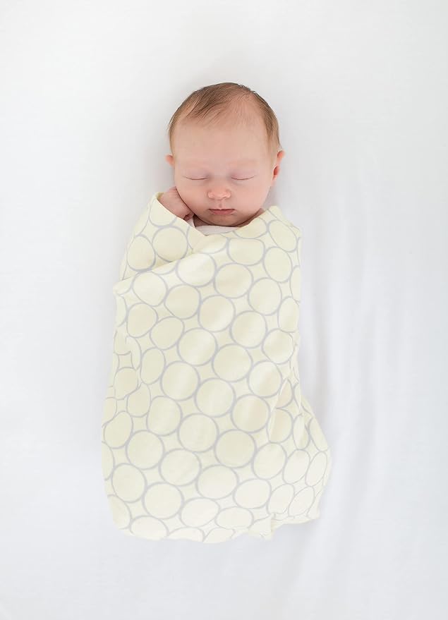 SwaddleDesigns Large Receiving Blanket, Ultimate Swaddle for Baby Boys, Girls, Softest US Cotton Flannel, Best Shower Gift, Made in USA, Sterling Mod Circles on Sunwashed Yellow (Mom's Choice Award Winner)