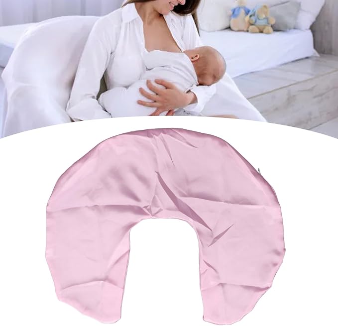 Breast Feeding Pillow Covers, Nursing Pillow Cover, Satin Pillow Case, Soft Washable Breathable Compatible Skin Friendly Breastfeeding Pillow Slipcover for Feeding (Pink)