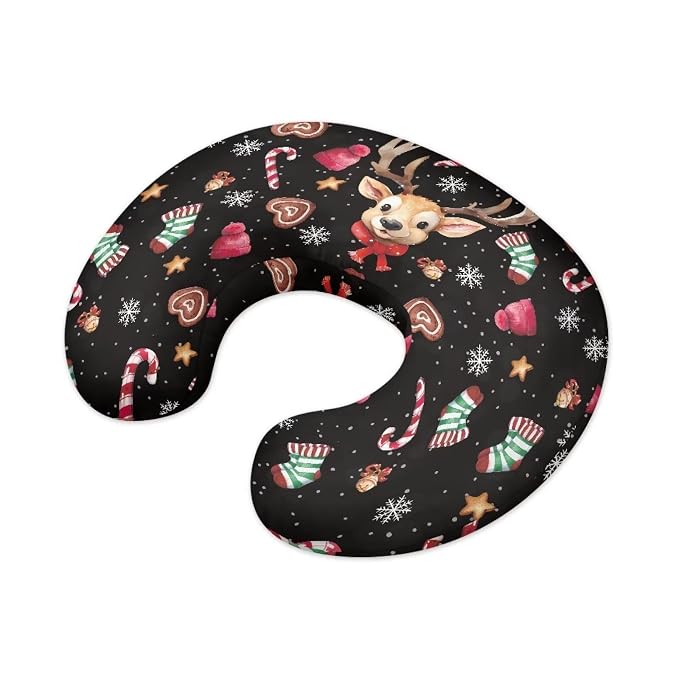 Christmas Deer Socks Breast Feeding Pillow Covers for Newborn Baby & Mom Comfortable Anti-Stains Fabric Nursing Pillowcase with Hidden Zipper for Home Nursery Room Christmas Decor