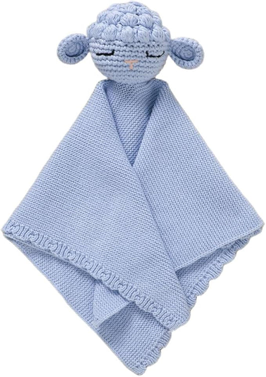 Neiwech Sheep Snuggle Loveys for Babies Cotton Baby Security Blanket for Newborn Infant Boys Girls Blue