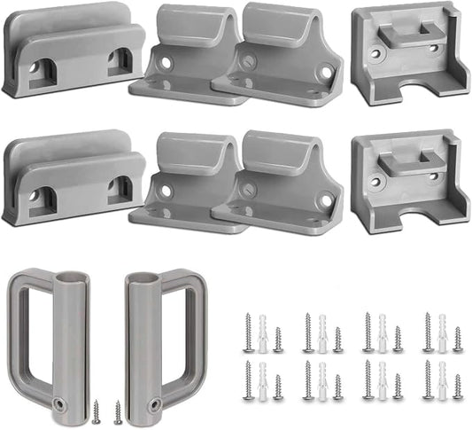 GRENFU Retractable Baby Gate Replacement Parts Kit Grey Pet Gate Full Set Wall Mounting Hardware with Brackets Anchors and Screws