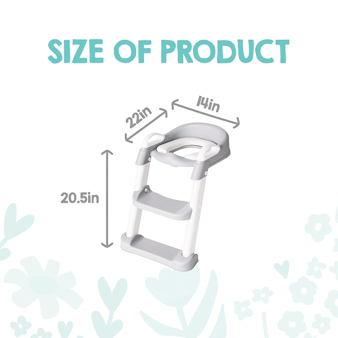 Regalo Toddler Potty Training Seat with Step Stool Ladder, Adjustable Kids Toilet Seat with Cushioned Pad & Handles, Foldable Potty Training Toilet Seat for Toddlers, Fits Standard Toilets