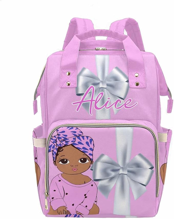 M YESCUSTOM Customized Diaper Backpack for Women Men Custom Pink Nappy Mommy Bags with Name Personalized Nursing Bag New Born Gift for Mother, Friends, Dad Work Travel and Holiday