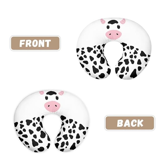 Cute Cow Baby Nursing Pillow Case with Hidden Zipper Washable Skin-Friendly Bottle and Breastfeeding Pillow Cover for Boys and Girls