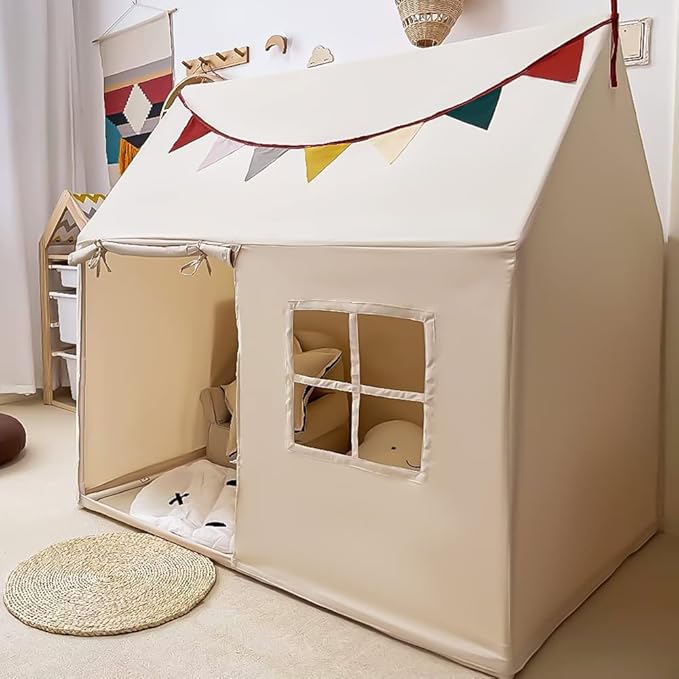 Kids Tent Indoor Playhouse, Kids Play Tent Large Kid Playhouse Toys Toddler Tent Play House with Pennant Banners, Kid Toys for Boy Girl Birthday House Gift