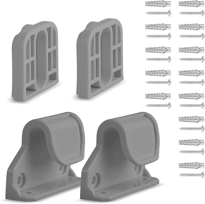 HAMOPY Auto-Lock Retractable Baby Gate Replacement Parts, Original Hardware Set (Including 2 x Latches + 2 x Brackets + 1 x Floor Hook + 1 Set of Screws) Only Fit 55“&71” Auto-Lock Baby Gate(Grey)