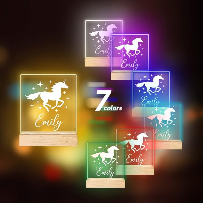 Personalized Night Light for Baby Kids, Custom Name Unicorn Led Lamp for Girls Boys, Customized Name Night Lights Gift for Children Nursery