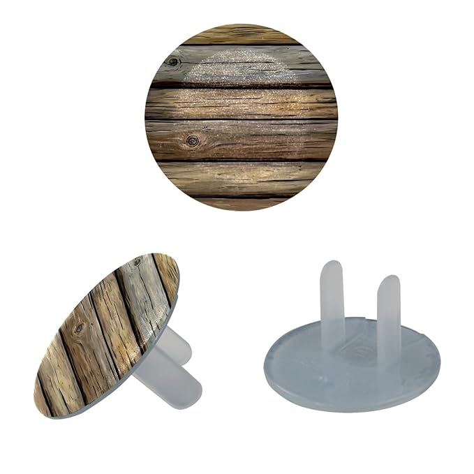 Old Wooden (1) Outlet Covers Baby Proofing Safe & Secure Electric Plug Protectors | Sturdy Childproof Socket Covers for Home & Office | Easy Installation | Protect Toddlers & Babies