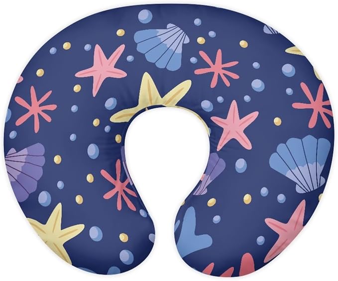 Starfish Shell Nursing Pillow and Positioner Detachable Newborn Original Breastfeeding Slipcover Case U-Shaped Head Support Protector Cushion Essential with Hidden Zipper