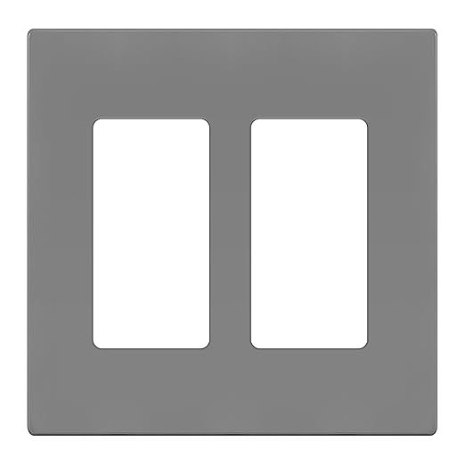 ENERLITES Screwless Decorator Wall Plates Child Safe Outlet Covers, Size 2-Gang 4.68" H x 4.73" L, Unbreakable Polycarbonate Thermoplastic, SI8832-GY, Glossy, Gray
