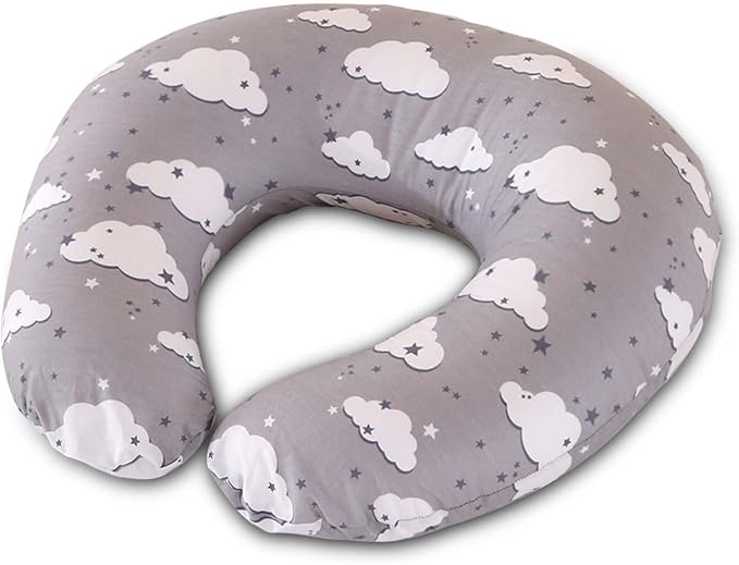 Nursing Pillow, Breast Feeding Pillows for Women, Removable Cotton Cover with Breathable Firm Fill, Baby Feeding Pillow for 0-12 Months, Breastfeeding Pillows, Machine Washable (Clouds)
