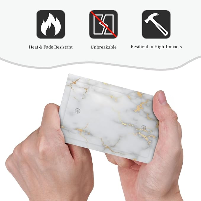 Luxury White And Gold Marble Abstract Modern Light Switch Cover Plate 1 Gang No Device Blank Electrical Wall Plates Faceplate Decorative Switch Plate Covers for Bathroom Kitchen Decor