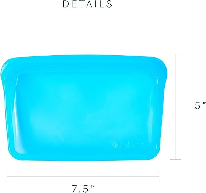 SnapPack Reusable Snack & Sandwich Bags, 2-Pack, 100% Pure Platinum Silicone, Dishwasher Safe, Heat?‘Resistant, Freezer?‘Safe and Sous?‘Vide capable (Ocean Blue)