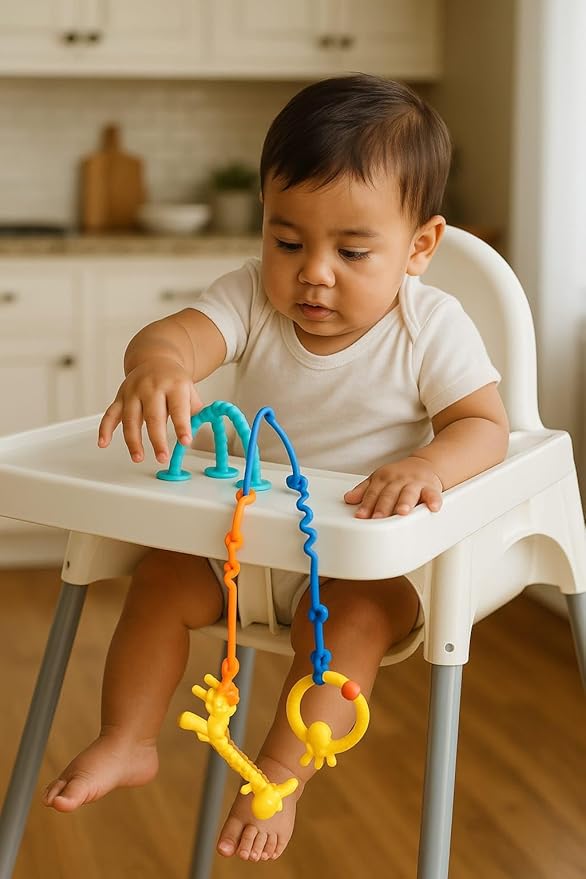 High Chair Suction Toys for Babies 3-24 Months ??Baby Sensory Toys, Strong Suction Cup Montessori Toys, Teething Toys BPA Free, Airplane Travel Essentials, Bath Toys for Toddlers