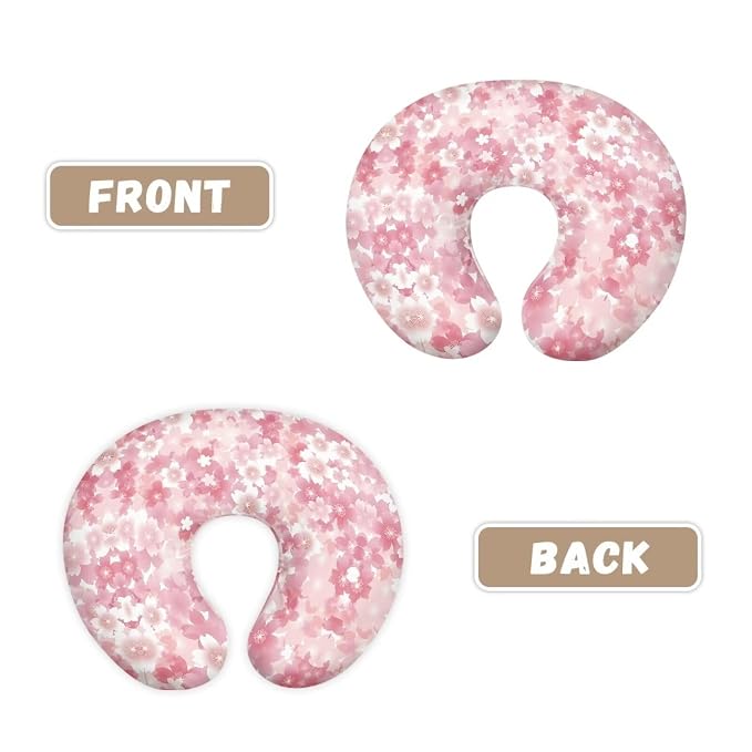 Cherry Floral Breastfeeding Pillow Cover Ultra Soft Comfortable Newborn Nursing Pillow Case Durable and Easy to Clean
