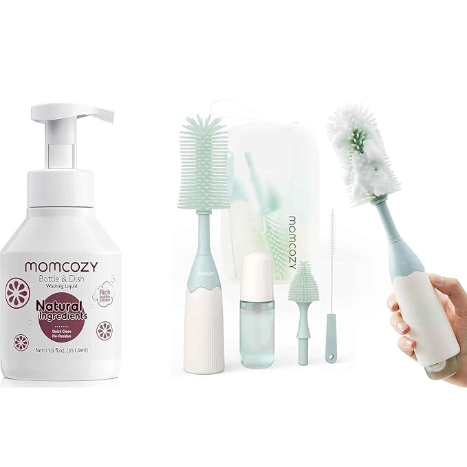 Momcozy Bottle Brush Kit Green & Momcozy Bottle Brush Cleaning Fluid