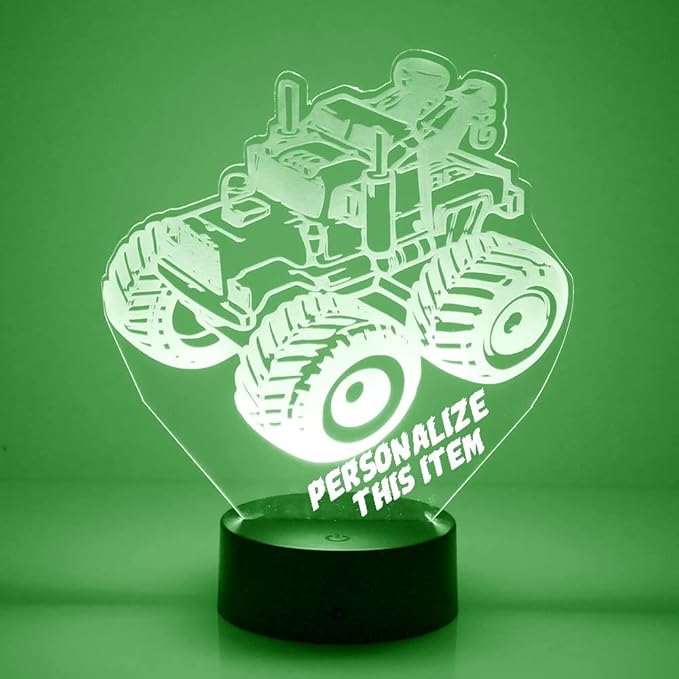 Monster Truck Custom LED Sign Night Light Lamp with Remote - Personalized Name or Image Display, Clear Acrylic Light Up Home Decor, 16 Colors & 4 Modes - Made in The USA