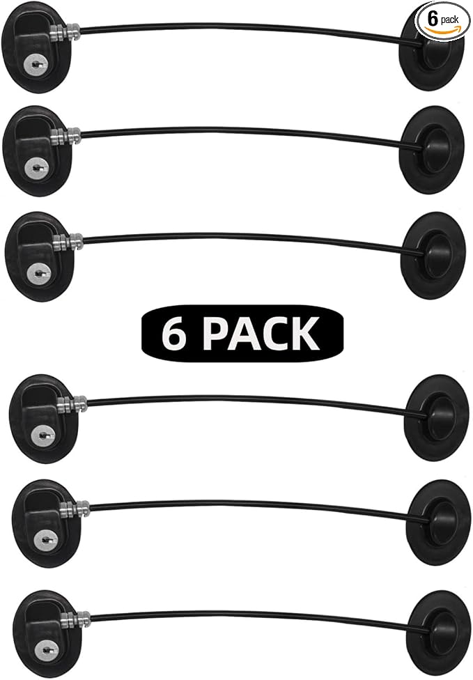 Refrigerator Door Lock, File Drawer Lock, Freezer Door Lock and Child Safety Cabinet Lock by REZIPO Black (6)