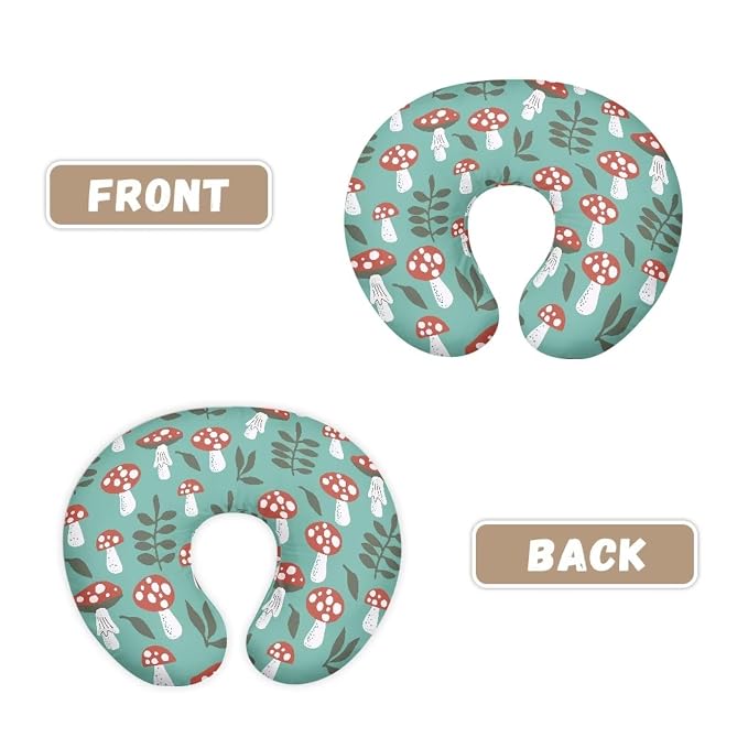 Mushroom Leaves Nursing Pillow Cover, Washable & Breathable Nursing Pillow Case for Newborn Breastfeeding Pillow Slipcover for Baby Boys & Girls