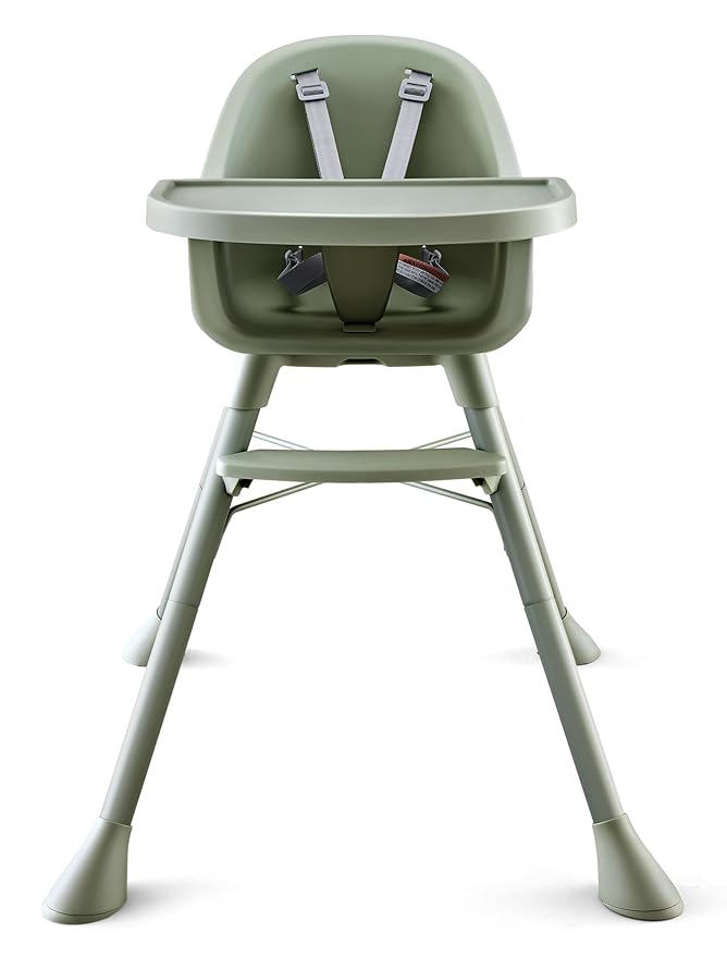 HARPPA 2 in 1 Baby High Chair for Babies and Toddlers, Convertible High Chairs with Removable Double Tray, Waterproof PU Seat Cushion, Anti-Slip Footrest and 5-Point Harness for 6??6 Months, Sage
