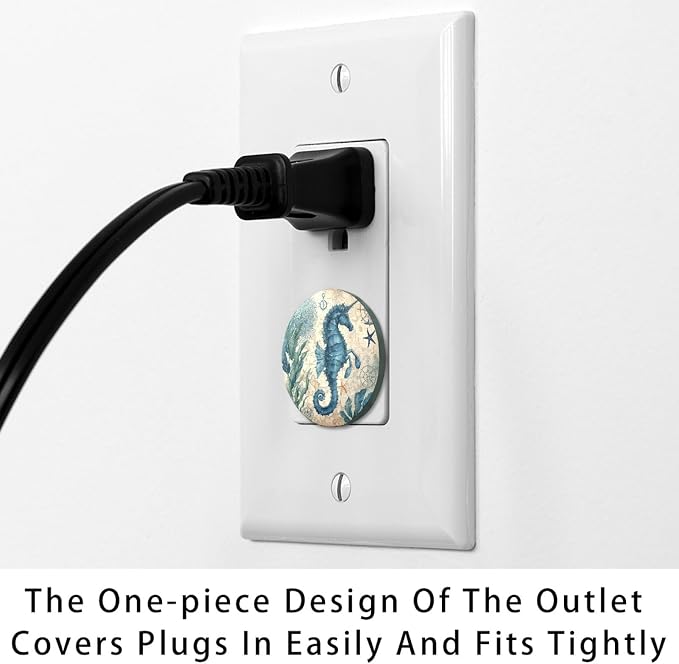Outlet Covers Baby Proofing, Seahorse 12 Packs Socket Covers for Electrical Outlets, Safety Wall Plug Receptacle for Home, Office, Kids Room, Bedroom