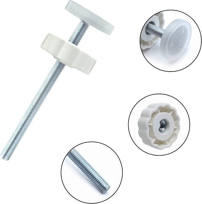 Baby Gate Extender Extention-4 Pack M8 (8MM) Baby and Pet Safety Stair Gate Threaded Spindle Rods Replacement Parts Bundle with Wall Protector (Round-White-4 Pack)
