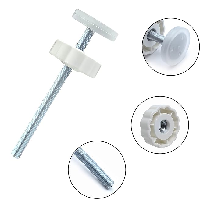 VMAISI 4 Pack Baby Extender Extension-M8(8mm) Child Safety Pressure Mounted Baby Gate Threaded Spindle Rods Replacement Parts Bundle with Wall Protector for Stairs Cup Guard (White, 8MM)