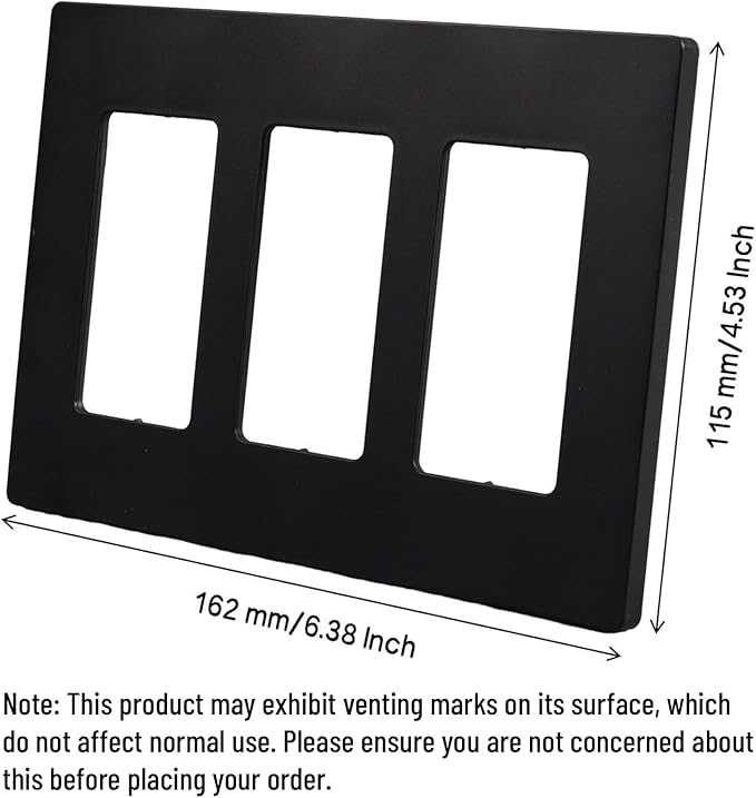 Screwless Wall Plate 3-Gang UL Listed Outlet Cover Child Safe Electrical Cover Easy Install Switch Plate Durable Heat Resistant Modern Decor Outlet Cover 1 Pack Matte Black