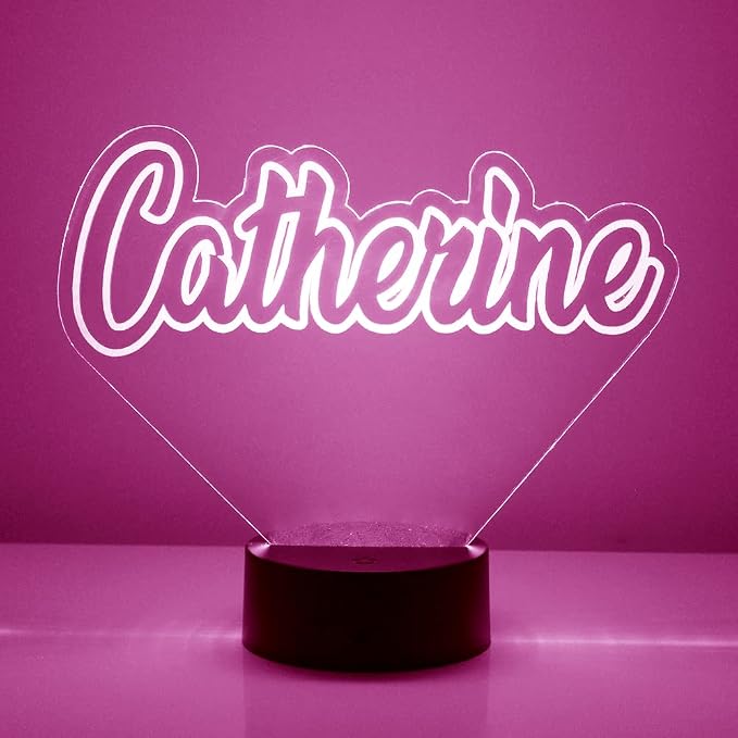 Custom Name LED Sign Night Light Lamp with Remote - Personalized Name or Image Display, Clear Acrylic Light Up Home Decor, 16 Colors & 4 Modes - Made in The USA (Style 36)