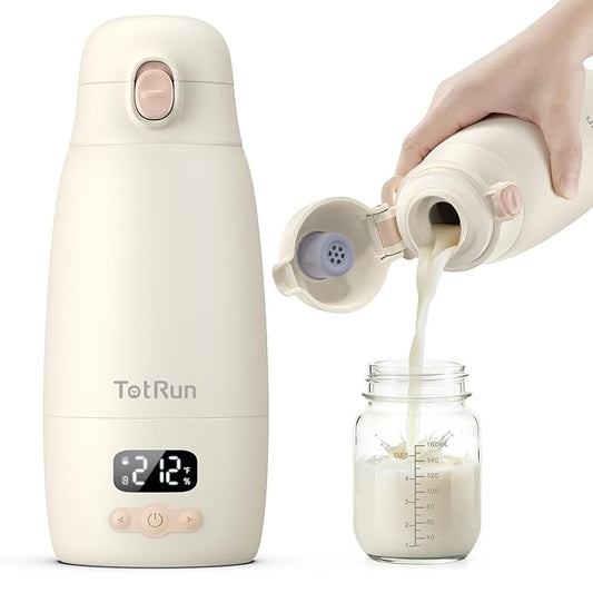 TotRun Portable Bottle Warmer for Travel & Night, Cordless Baby Milk Warmer Cup, Portable Milk Warmer with Fast Heating, Wide-Range Temperature Control (98–212°F), 17.5oz Large Capacity, Keep Warm 32H