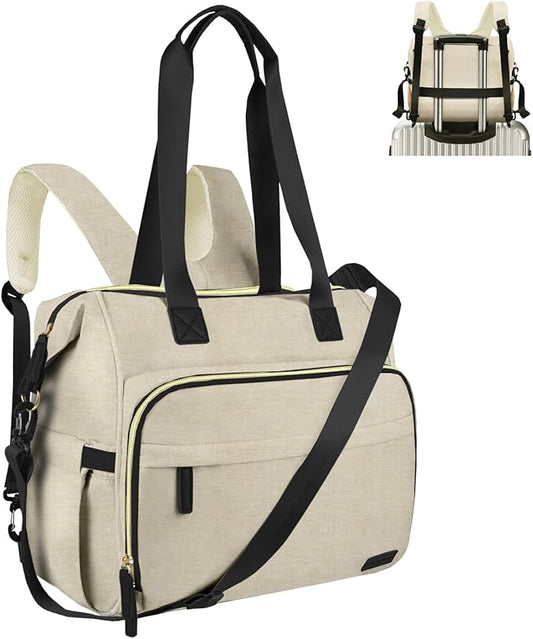 Pripher Diaper Bag Backpack Mommy Bag Large Capacity Diaper Backpack Travel Essential Baby Diaper Bag for Mom and Dad, Beige