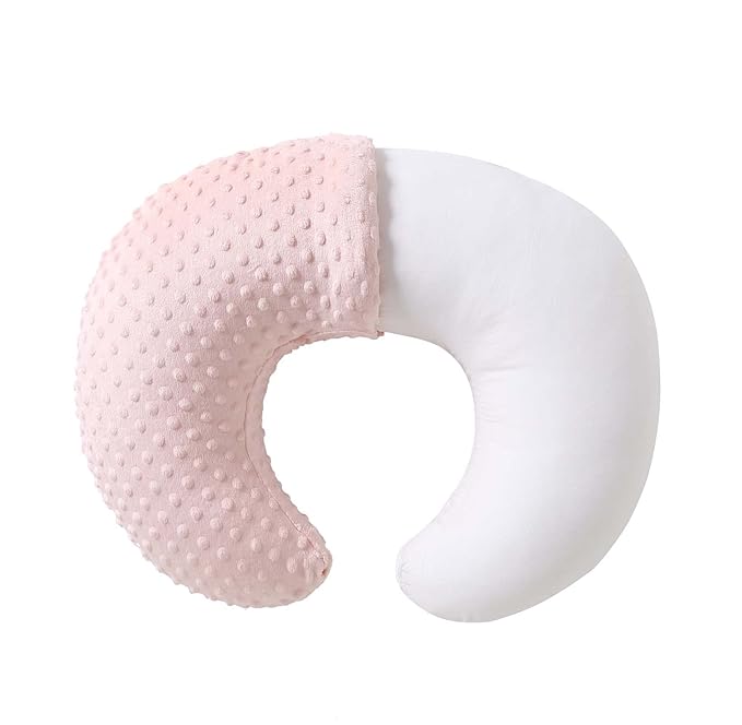Nursing Pillow and Positioner, Breastfeeding, Bottle Feeding, Baby Sitting Support with Removable Ultra Soft Cover, Tummy Time Support for Baby Boys and Girls (Lightpink)