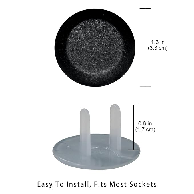 Baby Safety Outlet Plug Electrical Socket Covers, Pure Black