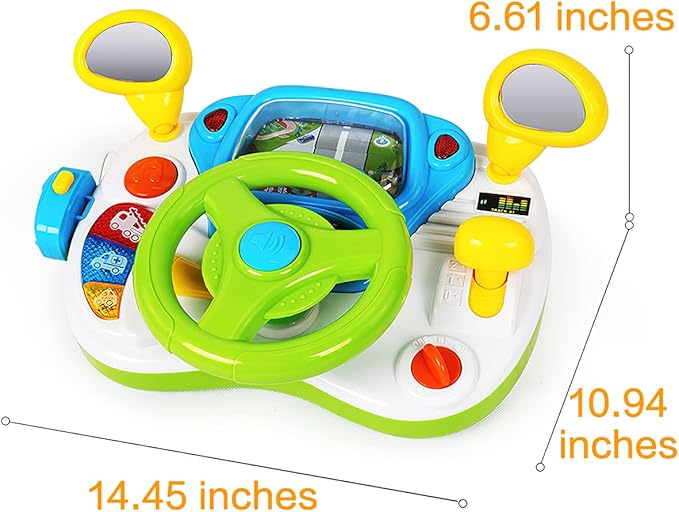 fisca Toddler Steering Wheel Toy Baby Interactive Learning Toy for Toddler 1-3 Year Old, My First Driving Educational Baby Musical Toys with Light and Sound for Preschool Kids