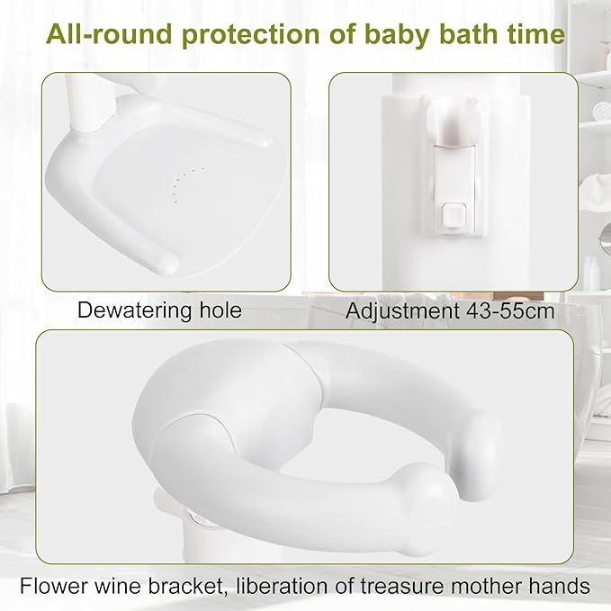 Adjustable Baby Shower Stand with Anti-Slip Base,Bath Shower Standing Support Stand,Portable Bath Helper Bath Support for Infants Portable Bath Helper for Baby 8-24 Months (PinkB)