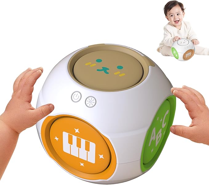 Bilingual Educational Baby Toy - Musical Learning Cube Baby Sensory Cube 6-in-1 with Lights Music for 6-18 Months, Toddler Activity Toy for Home Travel First Birthday Gift for 1 Year Old Boys Girls