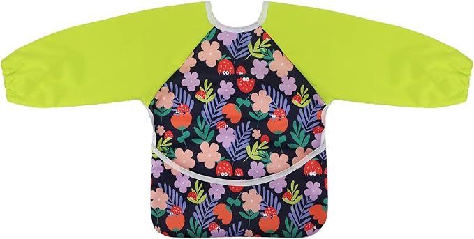 Infant Toddler Baby Waterproof Sleeved Bib, Bib with Sleeves&Pocket, 6-24 Months