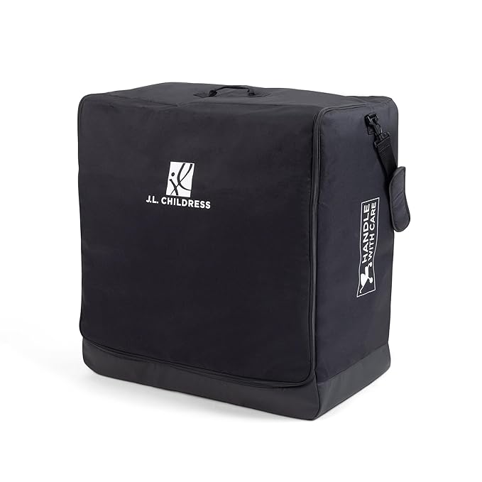 J.L. Childress Universal Stroller Travel Bag for Airplane - Fits Most Baby Strollers, Flying Essentials, Airport Accessories for Gate or Luggage Check, ID Card, AirTag Compatible - Small, Padded